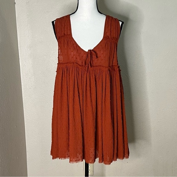 Urban Outfitters Tops - Urban Outfitters rust orange Swiss dot tunic